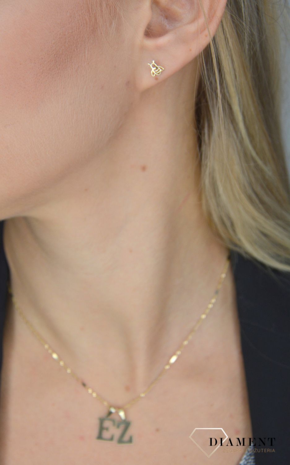 Złote kolczyki dla dziewczynki 333 pszczoła KL 8076 333.jpg